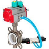 Water Butterfly Valve Elephant WBV3232P-2W-Fb-H DN40-300 16 bar case - 316L stainless steel, disc - 316L stainless steel, seal - PTFE, with pneumatic actuator PA-DA-XXX, pneumatic distributor 4V320-10 220V and ALS200D magnetic switch