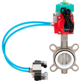 Water Butterfly Valve Elephant WBV3232P-2W-Fb-H DN40-300 16 bar case - 316L stainless steel, disc - 316L stainless steel, seal - PTFE, with pneumatic actuator PA-DA-XXX, pneumatic distributor 4V320-10 220V and ALS200D magnetic switch