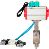Water Butterfly Valve Elephant WBV3232P-2W-Fb-H DN40-300 16 bar case - 316L stainless steel, disc - 316L stainless steel, seal - PTFE, with pneumatic actuator PA-DA-XXX, pneumatic distributor 4V320-10 220V and ALS200D magnetic switch