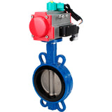 Water Butterfly Valve Elephant WBV3432V-2W-Fb-H DN50-300 16 bar body - WCB carbon steel, disc - 316L stainless steel, seal - Viton, with pneumatic actuator PA-DA-XXX, pneumatic distributor 4M310-08 NAMUR 24V and ALS200D magnetic switch