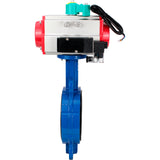 Water Butterfly Valve Elephant WBV3432V-2W-Fb-H DN50-300 16 bar body - WCB carbon steel, disc - 316L stainless steel, seal - Viton, with pneumatic actuator PA-DA-XXX, pneumatic distributor 4M310-08 NAMUR 24V and ALS200D magnetic switch