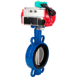 Water Butterfly Valve Elephant WBV3432V-2W-Fb-H DN50-300 16 bar body - WCB carbon steel, disc - 316L stainless steel, seal - Viton, with pneumatic actuator PA-DA-XXX, pneumatic distributor 4M310-08 NAMUR 24V and ALS200D magnetic switch