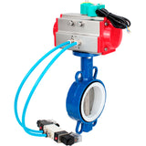 Water Butterfly Valve Elephant WBV3432P-2W-Fb-H DN40-300 16 bar body - WCB carbon steel, disc - 316L stainless steel, seal - PTFE, with pneumatic actuator PA-DA-XXX, pneumatic distributor 4V320-08 220V and ALS200D magnetic switch