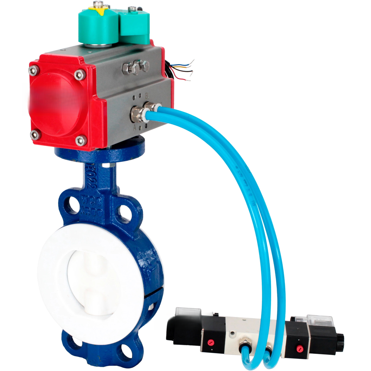 Disc rotary valves Elephant WBV3434Pf-2W-Fb-H DN50-300 16 bar body - WCB carbon steel, disc - WCB carbon steel, PTFE lined, seal - PTFE, with PA-DA-XXX, 4V320-08 220V и ALS200D