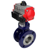 Vanne papillon d'eau Elephant WBV3EX-3431M-1W-F-ISO, matériau du corps - Acier au carbone, matériau du disque - Acier inoxydable AISI 304, joint - Métal, actionneur pneumatique PA-SA avec ressorts de rappel, 4M310-08 24V