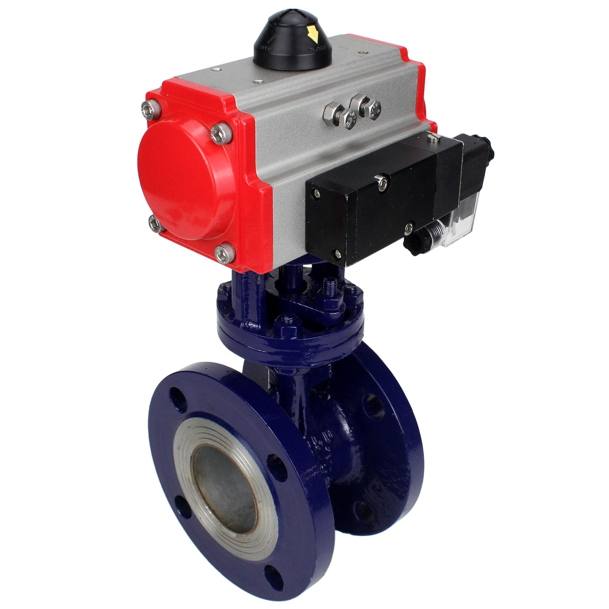 Vanne papillon d'eau Elephant WBV3EX-3431M-1W-F-ISO, matériau du corps - Acier au carbone, matériau du disque - Acier inoxydable AISI 304, joint - Métal, actionneur pneumatique PA-SA avec ressorts de rappel, 4M310-08 24V