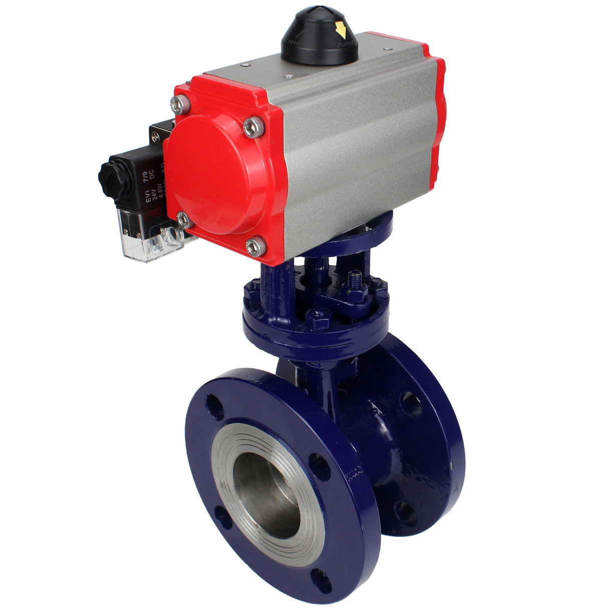 Vanne papillon d'eau Elephant WBV3EX-3431M-1W-F-ISO, matériau du corps - Acier au carbone, matériau du disque - Acier inoxydable AISI 304, joint - Métal, actionneur pneumatique PA-SA avec ressorts de rappel, 4M310-08 24V