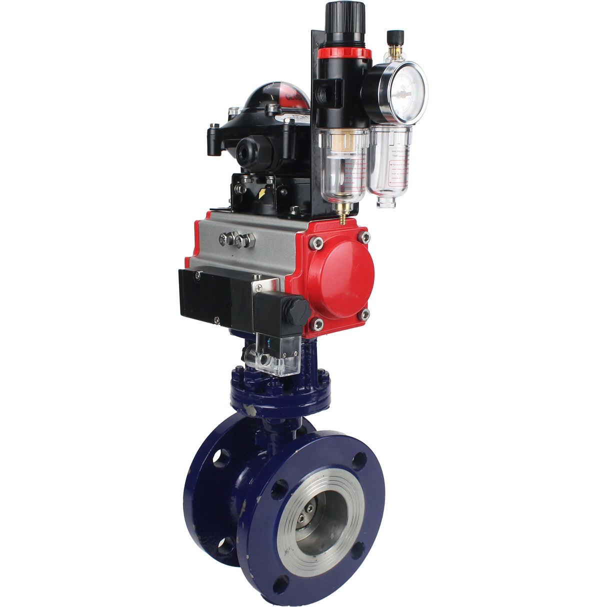 Vanne papillon d'eau Elephant WBV3EX-3431M-1W-F-ISO, matériau du corps - Acier au carbone, matériau du disque - Acier inoxydable AISI 304, joint - Métal, actionneur pneumatique PA-SA avec ressorts de rappel, 4M310-08 24V, BKV APL-210N BPV AFC2000