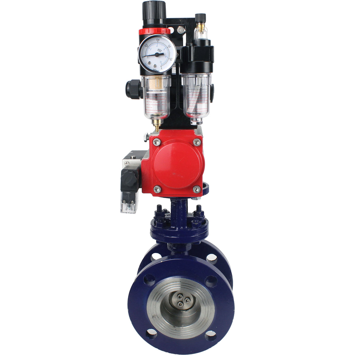 Vanne papillon d'eau Elephant WBV3EX-3431M-1W-F-ISO, matériau du corps - Acier au carbone, matériau du disque - Acier inoxydable AISI 304, joint - Métal, actionneur pneumatique PA-SA avec ressorts de rappel, 4M310-08 24V, BKV APL-210N BPV AFC2000