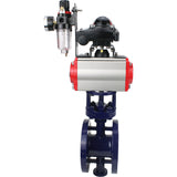 Vanne papillon d'eau Elephant WBV3EX-3431M-1W-F-ISO, matériau du corps - Acier au carbone, matériau du disque - Acier inoxydable AISI 304, joint - Métal, actionneur pneumatique PA-SA avec ressorts de rappel, 4M310-08 24V, BKV APL-210N BPV AFC2000