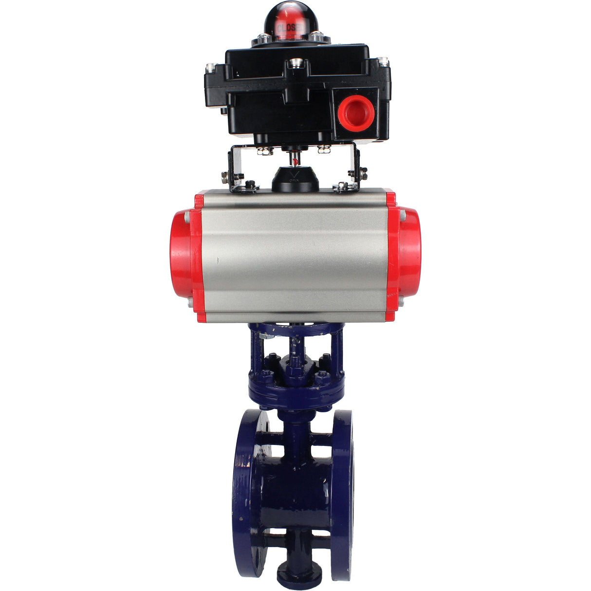 Vanne papillon d'eau Elephant WBV3EX-3431M-1W-F-ISO, matériau du corps - Acier au carbone, matériau du disque - Acier inoxydable AISI 304, joint - Métal, actionneur pneumatique PA-SA avec ressorts de rappel, 4M310-08 220V, BKV APL-410N EX