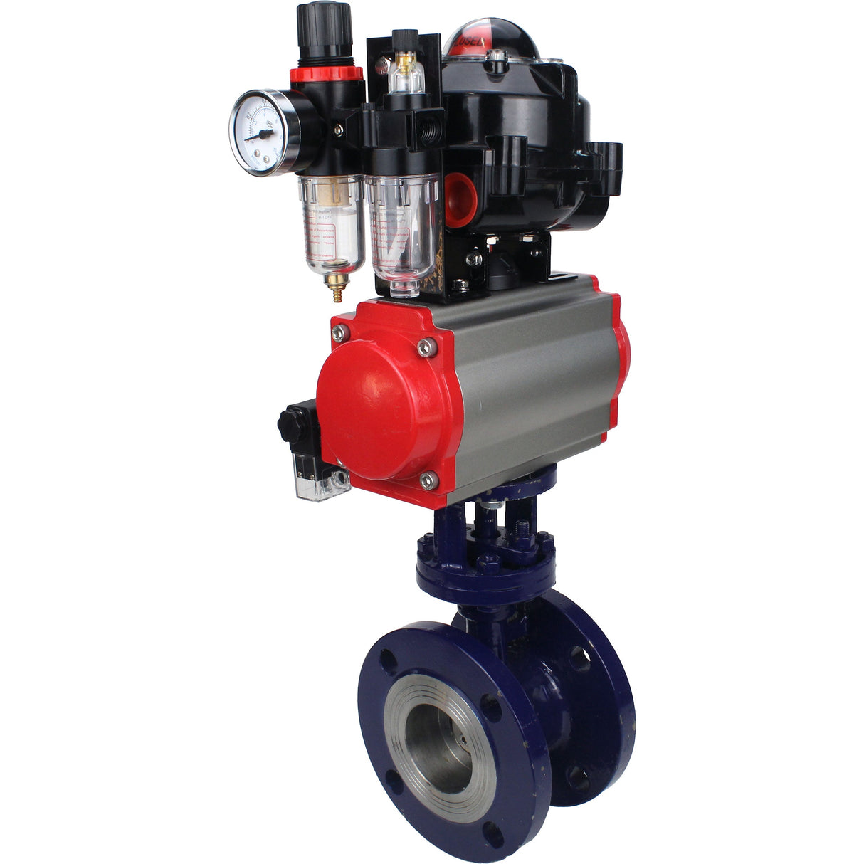 Vanne papillon d'eau Elephant WBV3EX-3431M-1W-F-ISO, matériau du corps - Acier au carbone, matériau du disque - Acier inoxydable AISI 304, joint - Métal, actionneur pneumatique PA-DA double action, 4M310-08 220V, BKV APL-510N EX, BPV AFC2000