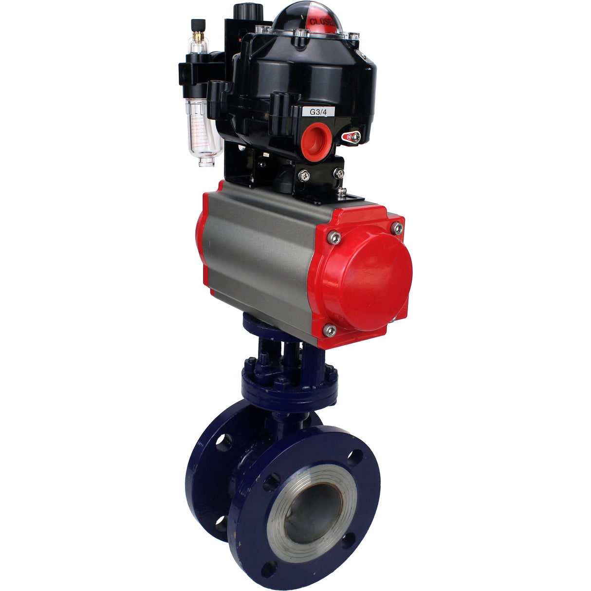 Vanne papillon d'eau Elephant WBV3EX-3431M-1W-F-ISO, matériau du corps - Acier au carbone, matériau du disque - Acier inoxydable AISI 304, joint - Métal, actionneur pneumatique PA-SA avec ressorts de rappel, 4M310-08 24V, BKV APL-510N EX, BPV AFC2000