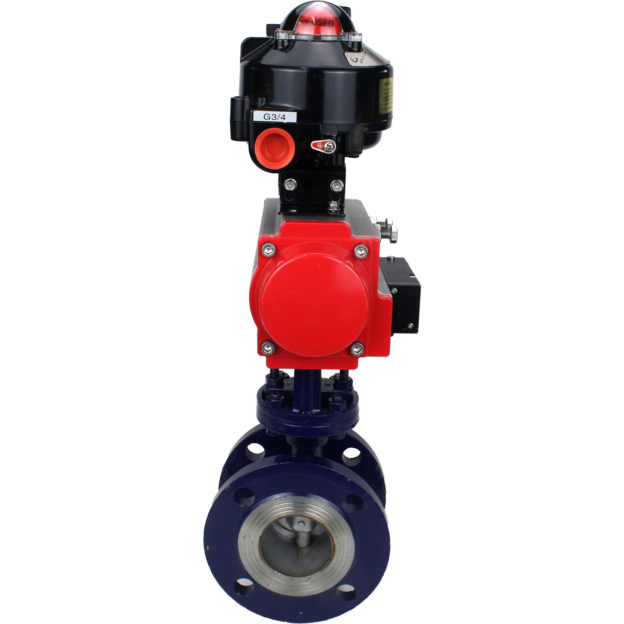 Vanne papillon d'eau Elephant WBV3EX-3431M-1W-F-ISO, matériau du corps - Acier au carbone, matériau du disque - Acier inoxydable AISI 304, joint - Métal, actionneur pneumatique PA-SA avec ressorts de rappel, 4M310-08 24V, BKV APL-510N EX, BPV AFC2000