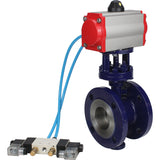 Vanne papillon d'eau Elephant WBV3EX-3431M-1W-F-ISO, matériau du corps - Acier au carbone, matériau du disque - Acier inoxydable AISI 304, joint - Métal, actionneur pneumatique PA-SA avec ressorts de rappel, 4V320-10 220V