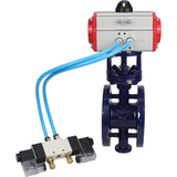 Vanne papillon d'eau Elephant WBV3EX-3431M-1W-F-ISO, matériau du corps - Acier au carbone, matériau du disque - Acier inoxydable AISI 304, joint - Métal, actionneur pneumatique PA-SA avec ressorts de rappel, 4V320-10 220V