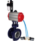 Vanne papillon d'eau Elephant WBV3EX-3431M-1W-F-ISO, matériau du corps - Acier au carbone, matériau du disque - Acier inoxydable AISI 304, joint - Métal, actionneur pneumatique PA-SA avec ressorts de rappel, 4V320-10 220V BPV AFC2000