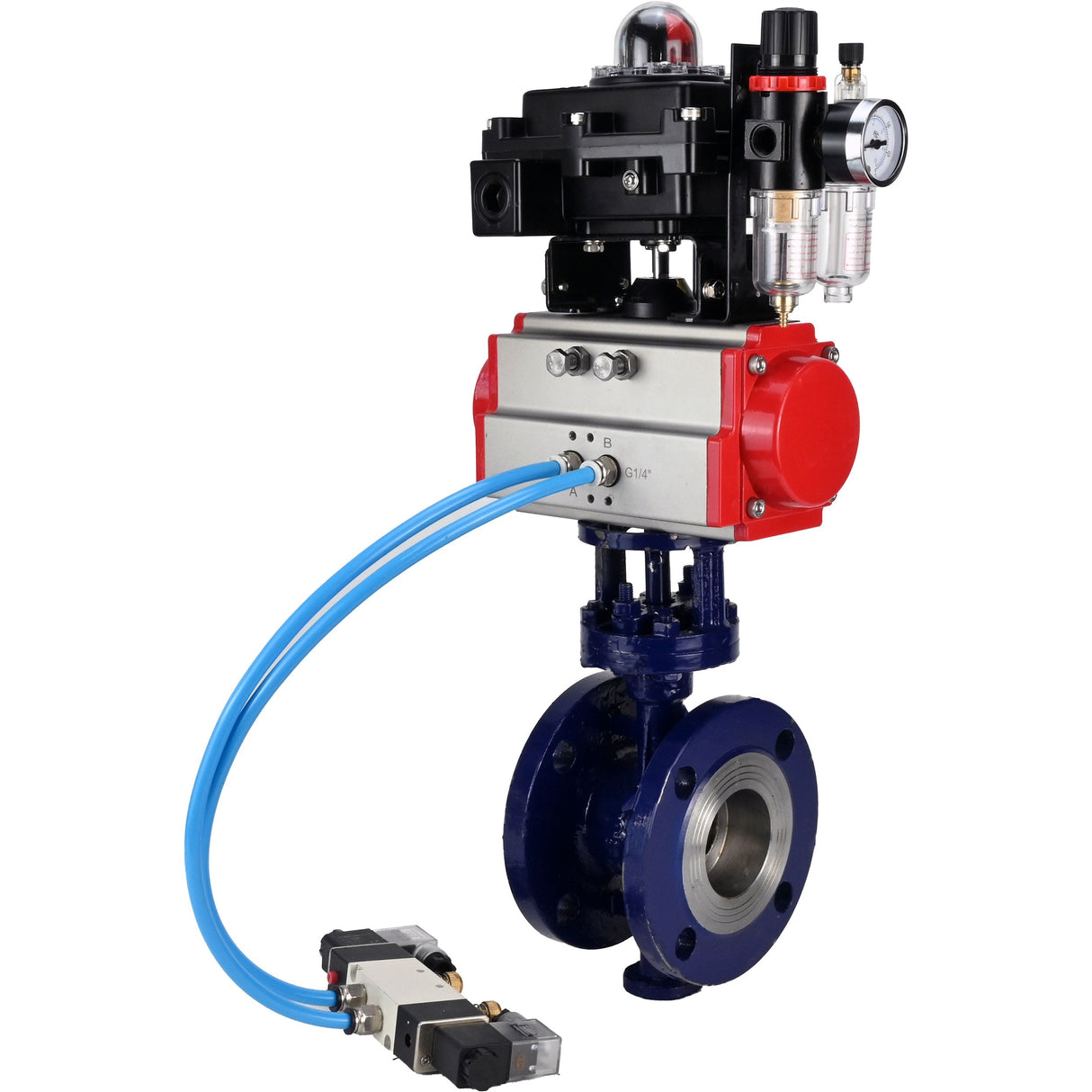 Vanne papillon d'eau Elephant WBV3EX-3431M-1W-F-ISO, matériau du corps - Acier au carbone, matériau du disque - Acier inoxydable AISI 304, joint - Métal, actionneur pneumatique PA-SA avec ressorts de rappel, 4V320-10 220V, BKV APL-410N EX BPV AFC2000