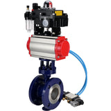 Vanne papillon d'eau Elephant WBV3EX-3431M-1W-F-ISO, matériau du corps - Acier au carbone, matériau du disque - Acier inoxydable AISI 304, joint - Métal, actionneur pneumatique PA-SA avec ressorts de rappel, 4V320-10 220V, BKV APL-410N EX BPV AFC2000