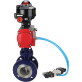 Vanne papillon d'eau Elephant WBV3EX-3431M-1W-F-ISO, matériau du corps - Acier au carbone, matériau du disque - Acier inoxydable AISI 304, joint - Métal, actionneur pneumatique PA-SA avec ressorts de rappel, 4V320-08 220V, BKV APL-510N EX