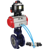 Vanne papillon d'eau Elephant WBV3EX-3431M-1W-F-ISO, matériau du corps - Acier au carbone, matériau du disque - Acier inoxydable AISI 304, joint - Métal, actionneur pneumatique PA-SA avec ressorts de rappel, 4V320-08 220V, BKV APL-510N EX