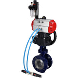 Vanne papillon d'eau Elephant WBV3EX-3431M-1W-F-ISO, matériau du corps - Acier au carbone, matériau du disque - Acier inoxydable AISI 304, joint - Métal, actionneur pneumatique PA-DA double action, volant manuel 4V320-10 220V MON, BPV AFC2000