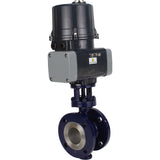 Butterfly valves with triple eccentricity Elephant WBV3EX-3432M-1W-F-ISO flanged, body - carbon steel WCB, disc - stainless steel 316, seal - METAL, with electric quarter turn actuator Elephant QTSA-N-EM-O0-220VAC