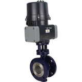 Butterfly valves with triple eccentricity Elephant WBV3EX-3431M-1W-F-ISO flanged, body - carbon steel WCB, disc - stainless steel 304, seal - METAL, with electric quarter turn actuator Elephant QTSA-N-EM-O0-220VAC
