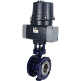 Butterfly valves with triple eccentricity Elephant WBV3EX-3431M-1W-F-ISO flanged, body - carbon steel WCB, disc - stainless steel 304, seal - METAL, with electric quarter turn actuator Elephant QTSA-N-EM-O0-220VAC
