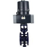 Butterfly valves with triple eccentricity Elephant WBV3EX-3431M-1W-F-ISO flanged, body - carbon steel WCB, disc - stainless steel 304, seal - METAL, with electric quarter turn actuator Elephant QTSA-N-EM-O0-220VAC