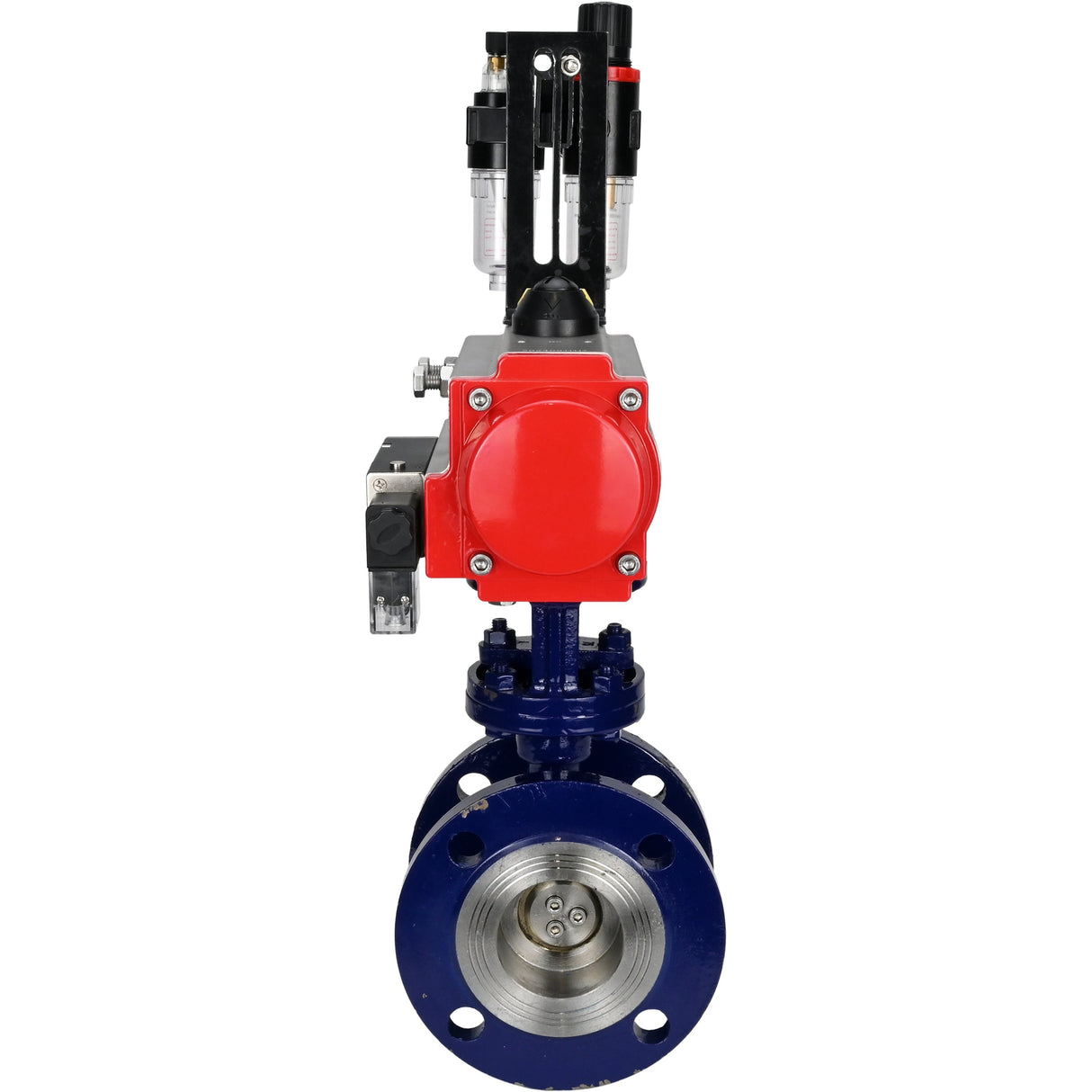 Vanne papillon d'eau Elephant WBV3EX-3431M-1W-F-ISO, matériau du corps - Acier au carbone, matériau du disque - Acier inoxydable AISI 304, joint - Métal, actionneur pneumatique PA-SA avec ressorts de rappel, 4M310-08 24V BPV AFC2000