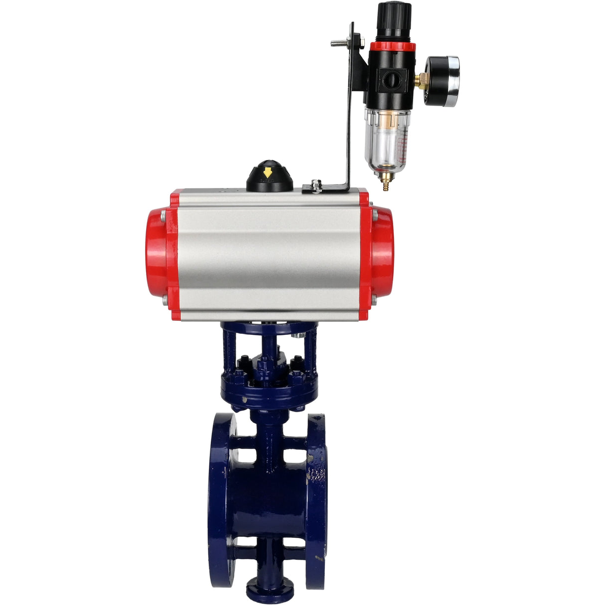 Vanne papillon d'eau Elephant WBV3EX-3432M-1W-F-ISO, matériau du corps - Acier au carbone, matériau du disque - Acier inoxydable AISI 316, joint - Métal, actionneur pneumatique PA-SA avec ressorts de rappel, 4M310-08 24V BPV AFC2000