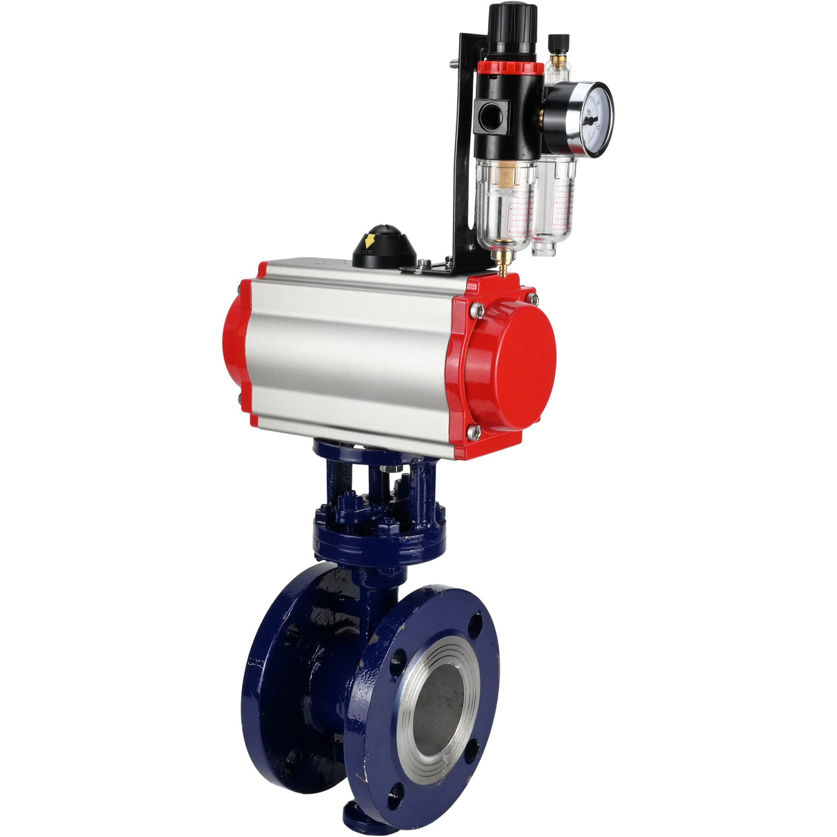 Vanne papillon d'eau Elephant WBV3EX-3431M-1W-F-ISO, matériau du corps - Acier au carbone, matériau du disque - Acier inoxydable AISI 304, joint - Métal, actionneur pneumatique PA-SA avec ressorts de rappel, 4M310-08 24V BPV AFC2000