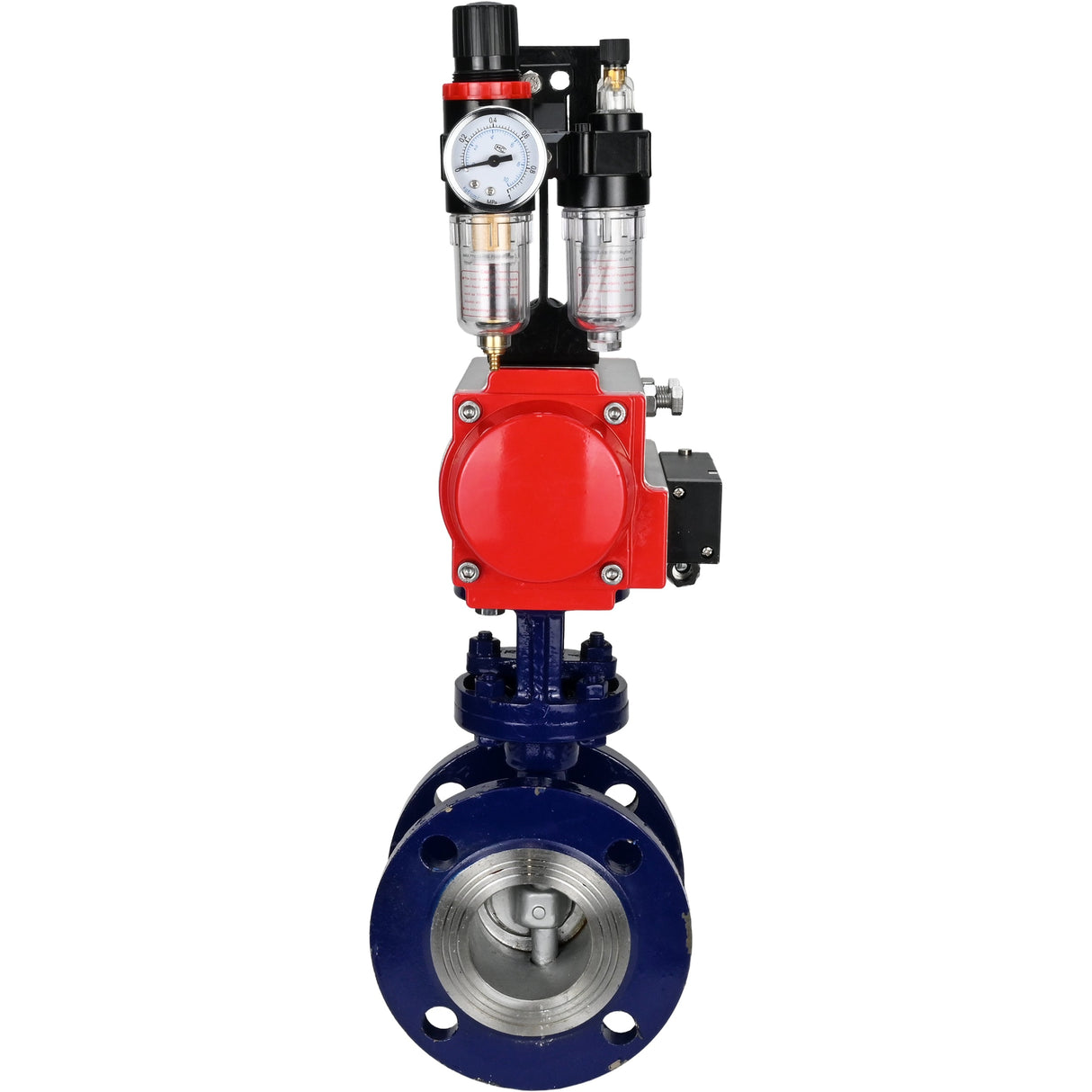 Vanne papillon d'eau Elephant WBV3EX-3431M-1W-F-ISO, matériau du corps - Acier au carbone, matériau du disque - Acier inoxydable AISI 304, joint - Métal, actionneur pneumatique PA-SA avec ressorts de rappel, 4M310-08 24V BPV AFC2000