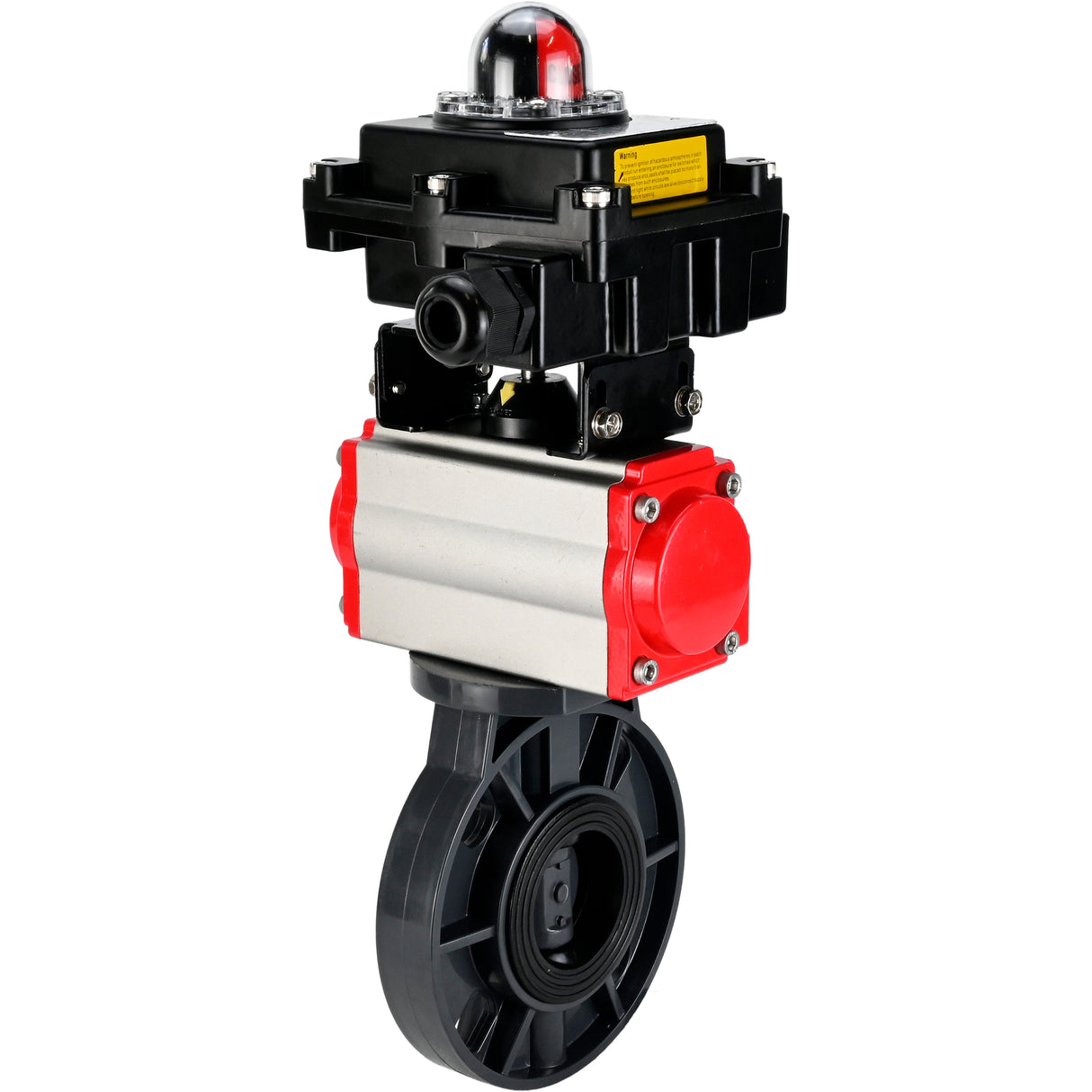 Butterfly valves Elephant WBV4242E-2W-Fb-ISO, body material - UPVC, disc material - UPVC, seal - EPDM, with pneumatic actuator double action PA-DA, pneumatic distributor 4M310-08 24V and LSU APL-410N EX