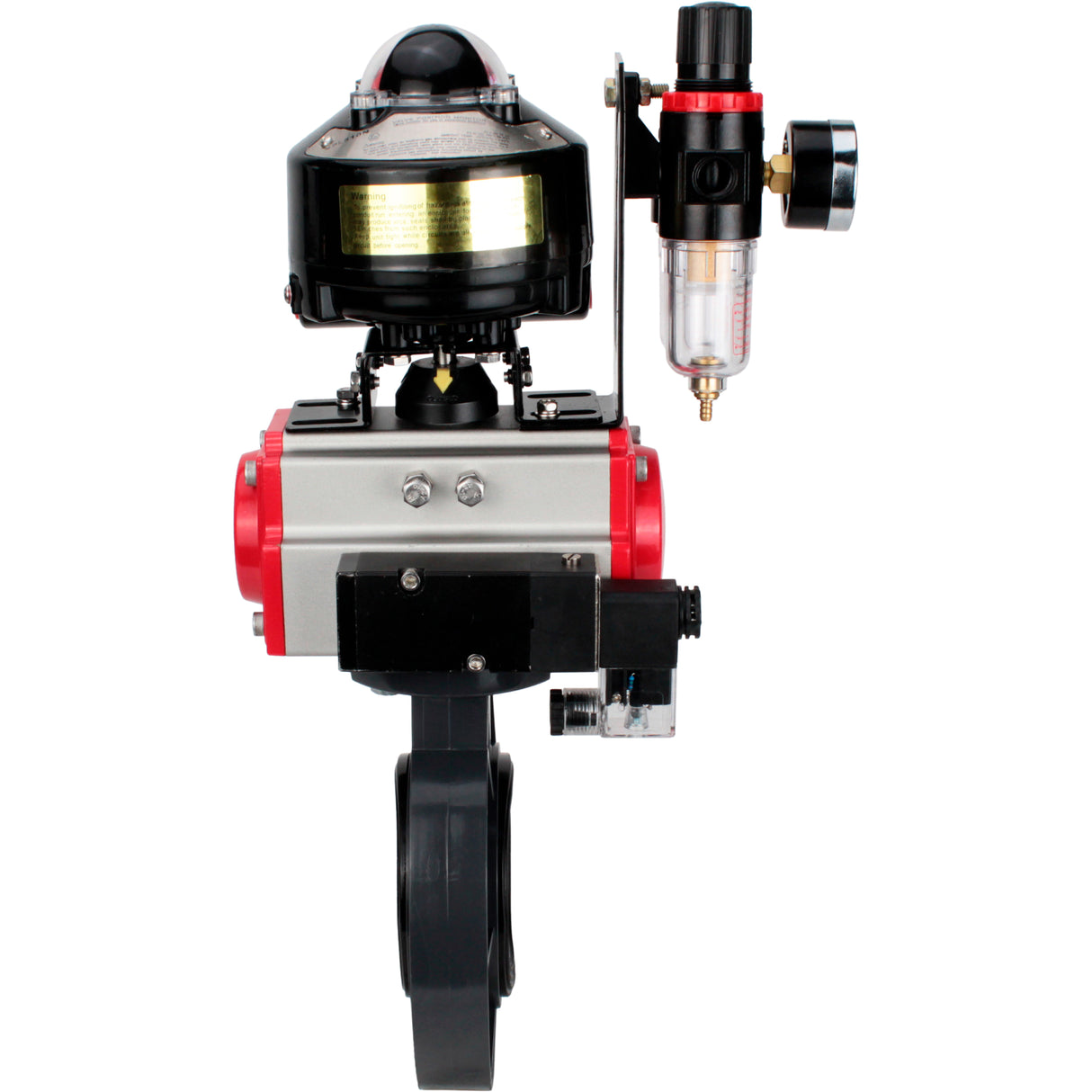 Butterfly valves Elephant WBV4242E-2W-Fb-ISO, body material - UPVC, disc material - UPVC, seal - EPDM, with pneumatic actuator double action PA-DA, pneumatic distributor 4M310-08 220V, LSU APL-510N EX and ATU AFC2000