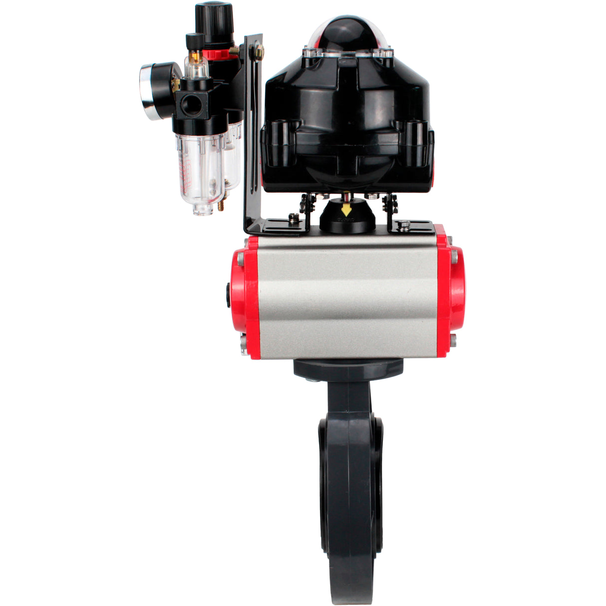 Butterfly valves Elephant WBV4242E-2W-Fb-ISO, body material - UPVC, disc material - UPVC, seal - EPDM, with pneumatic actuator double action PA-DA, pneumatic distributor 4M310-08 220V, LSU APL-510N EX and ATU AFC2000