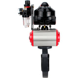 Butterfly valves Elephant WBV4242E-2W-Fb-ISO, body material - UPVC, disc material - UPVC, seal - EPDM, with pneumatic actuator double action PA-DA, pneumatic distributor 4M310-08 220V, LSU APL-510N EX and ATU AFC2000