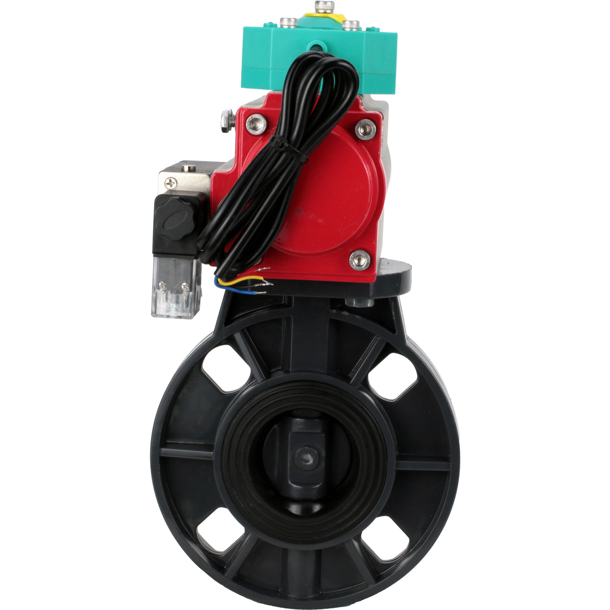 Butterfly valves Elephant WBV4242E-2W-Fb-ISO, body material - UPVC, disc material - UPVC, seal - EPDM, with pneumatic actuator double action PA-DA, pneumatic distributor 4M310-08 24V and magnetic switch ALS200D