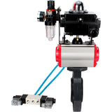 Butterfly valves Elephant WBV4242E-2W-Fb-ISO, body material - UPVC, disc material - UPVC, seal - EPDM, with pneumatic actuator double action PA-DA, pneumatic distributor 4V320-08 220V, LSU APL-410N EX and ATU AFC2000