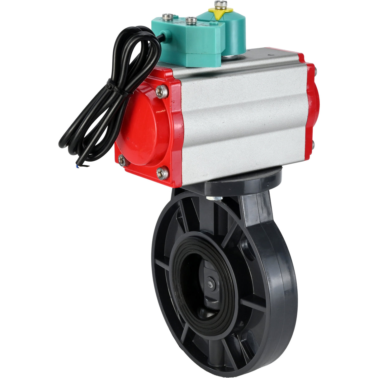 Butterfly valves Elephant WBV4242E-2W-Fb-ISO, body material - UPVC, disc material - UPVC, seal - EPDM, with pneumatic actuator double action PA-DA and magnetic switch ALS200D