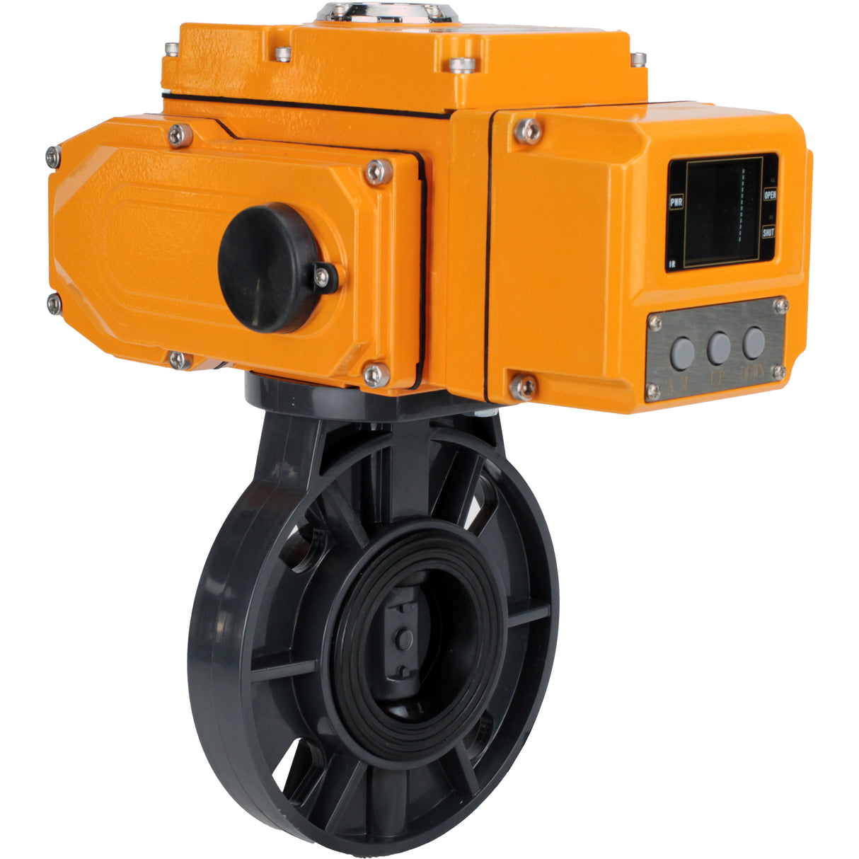 Butterfly valves Elephant WBV4242E-2W-Fb-ISO, body material - UPVC, disc material - UPVC, seal - EPDM, with quarter-turn actuator QT-N-EM-A1-24VDC-U1 HARK, feedback sensor and 4-20mA input control signal