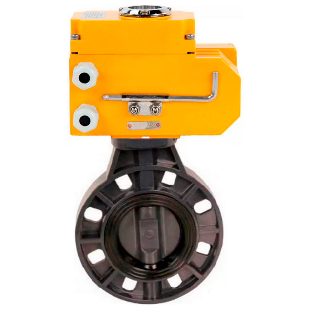Butterfly valves Elephant WBV4242E-2W-Fb-ISO, body material - UPVC, disc material - UPVC, seal - EPDM, with quarter-turn actuator QT-N-EM-O1-380VAC-U1 380V