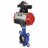 Vanne papillon d'eau Elephant WBV1332N-2W-Fb-H matériau du corps - Fonte GGG50, matériau du disque - Acier inoxydable 316L, joint - NBR avec actionneur pneumatique DA, distributeur pneumatique 4M310-08 220V et bloc d'interrupteur de fin de course APL-210N