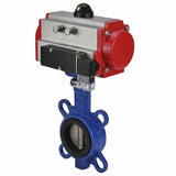 Válvula de mariposa de agua Elefante WBV1332N-2W-Fb-H, material del cuerpo: hierro fundido GGG50, material del disco: acero inoxidable 316L, sello: NBR con actuador neumático de doble efecto DA y distribuidor neumático 4M310-08 24V