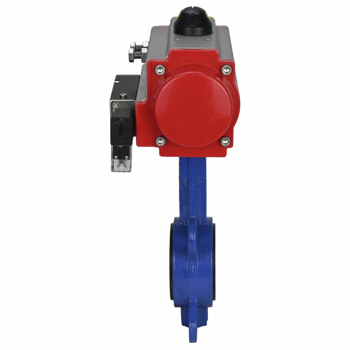 Válvula de mariposa de agua Elefante WBV1332N-2W-Fb-H, material del cuerpo: hierro fundido GGG50, material del disco: acero inoxidable 316L, sello: NBR con actuador neumático de doble efecto DA y distribuidor neumático 4M310-08 220V