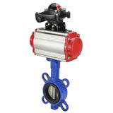 Vanne papillon d'eau Elephant WBV1332N-2W-Fb-H matériau du corps - Fonte GGG50, matériau du disque - Acier inoxydable 316L, joint - NBR avec actionneur pneumatique DA, distributeur pneumatique 4M310-08 220V et bloc d'interrupteur de fin de course APL-210N
