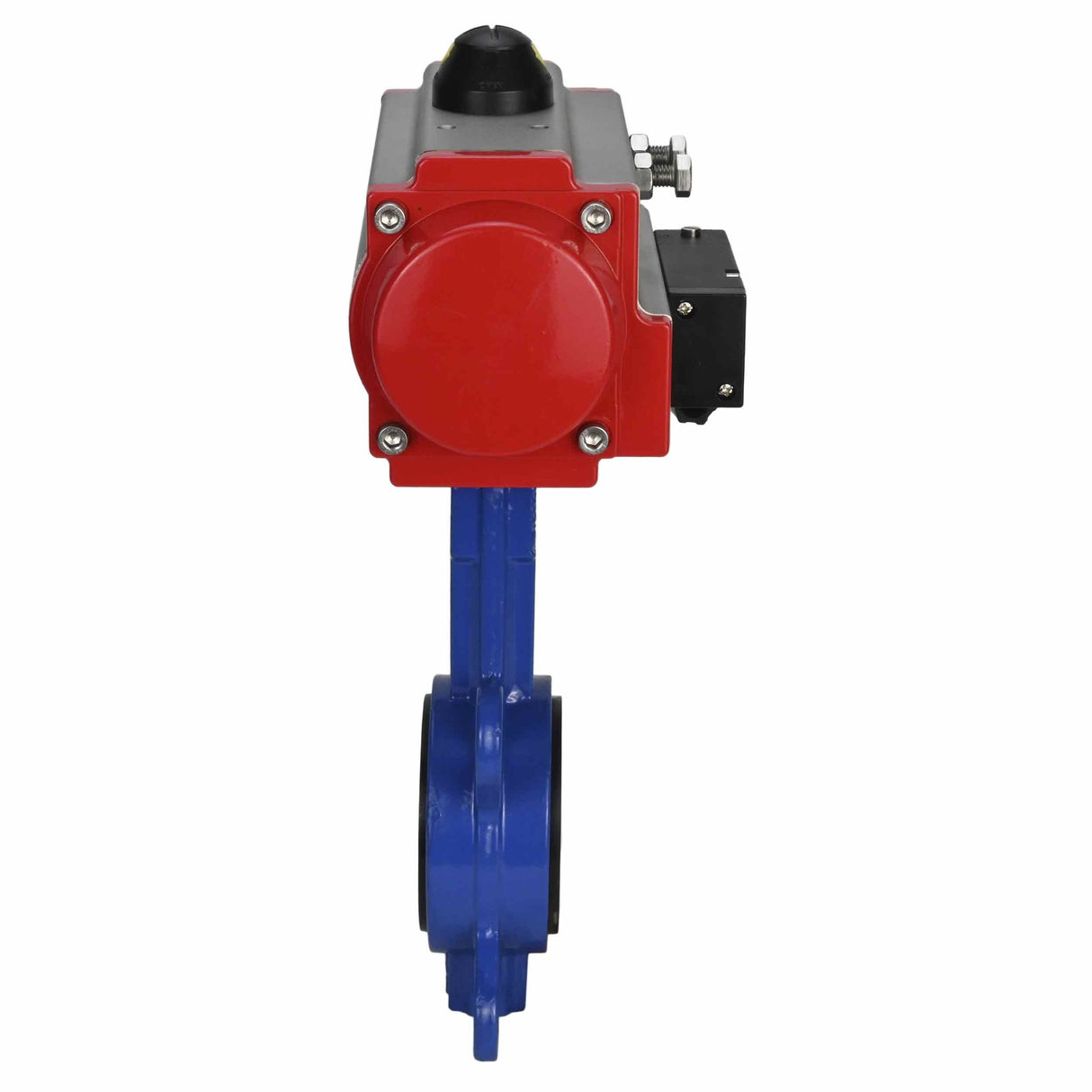 Válvula de mariposa de agua Elefante WBV1332N-2W-Fb-H, material del cuerpo: hierro fundido GGG50, material del disco: acero inoxidable 316L, sello: NBR con actuador neumático de doble efecto DA y distribuidor neumático 4M310-08 24V