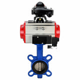 Válvula Mariposa de Agua Elefante WBV1332N-2W-Fb-H, material del cuerpo - Fundición GGG50, material del disco - Acero inoxidable 316L, sello - NBR con actuador neumático DA, distribuidor neumático 4M310-08 24V y bloque de final de carrera APL-210N