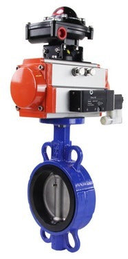 Válvula de mariposa de agua Elephant ggg50-316l-epdm-elephant-sa-4m310-24v-apl210n, material del cuerpo - fundición GGG50, material del disco - acero inoxidable AISI 316L, sello - EPDM, actuador neumático operado